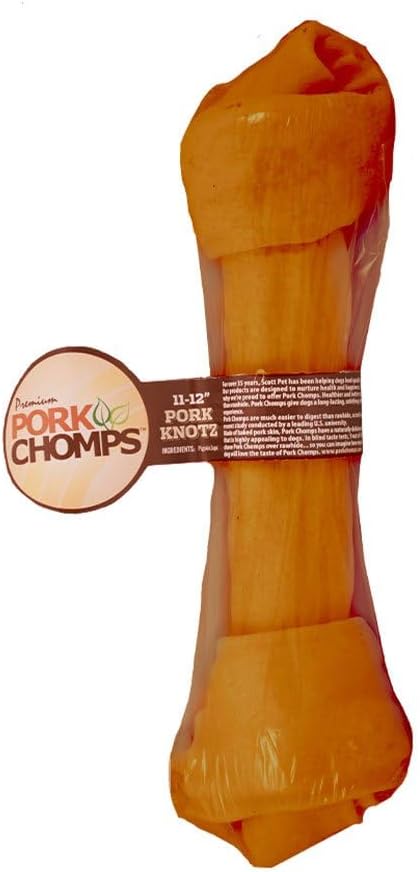Pork Chomps Roasted Pork Skin Dog Chew, 11-inch Knot, 1 Count