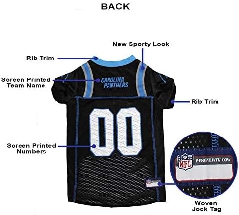 Pets First NFL Carolina Panthers Dog Jersey, Size X-Large. Best Football Jersey Costume for Dogs & Cats