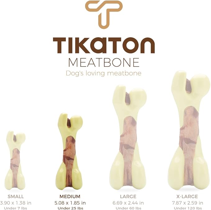 Tikaton Dog Chew Toys for Aggressive Chewers, Peanut Butter Flavor Durable Dog Teething Chew Toys Bones for Large/Medium/Small Puppies