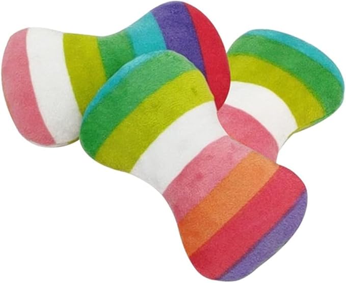 2 Pcs Colourful Dog Plush Vocal Toy Rainbow Dog Bone-Shape Chewing Toy Pet Supplies for Pet Playing Use Adorable Quality and Practical Attractive and Professional Dog Chew Toys,Dogs Toys