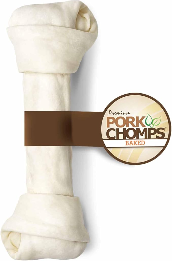 Pork Chomps Baked Pork Skin Dog Chew, 8-inch Knot, 1 Count