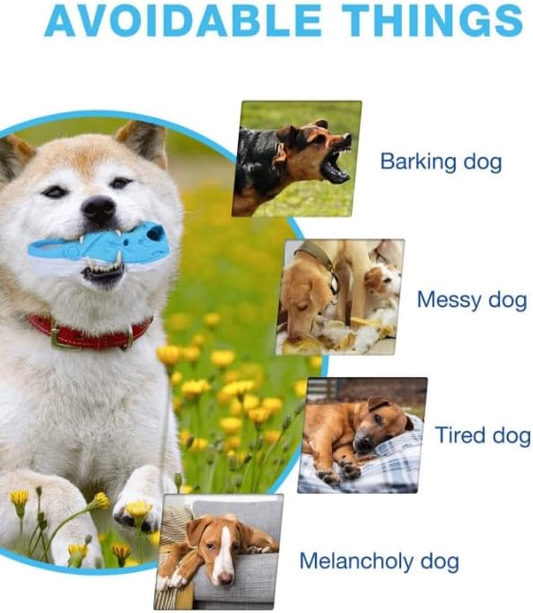 Durable Dog Toys for Aggressive Chewers, Large Dogs - Food Dispensing, Soft Rubber Shoe (Blue)