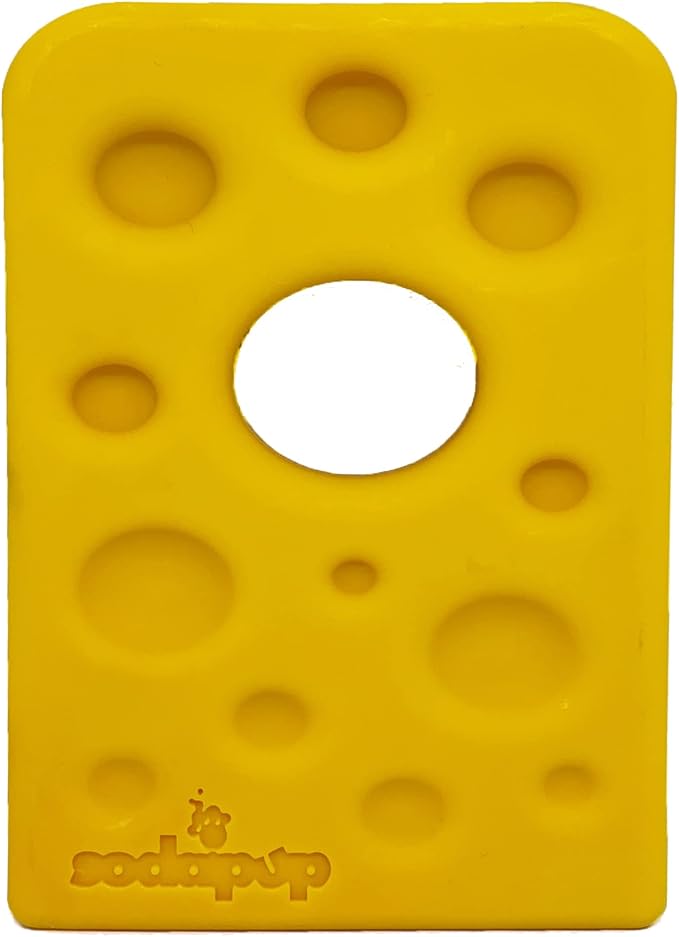 SodaPup Swiss Cheese Wedge – Durable Dog Chew Toy Made in USA from Non-Toxic, Pet Safe, Food Safe Nylon for Mental Stimulation, Clean Teeth, Fresh Breath, Problem Chewing, Calming Nerves & More