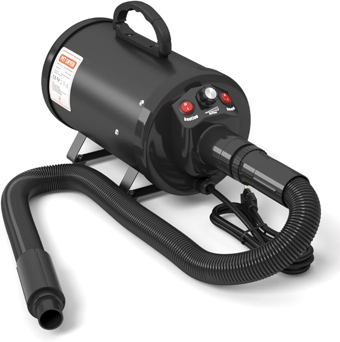 High-Velocity Dog Dryer for Grooming - Quiet Pet Hair Blow Dryer with Heater, 4 Nozzles & Adjustable Speed - Professional Dog Blower for Large Dogs, Thick Coats & Deshedding