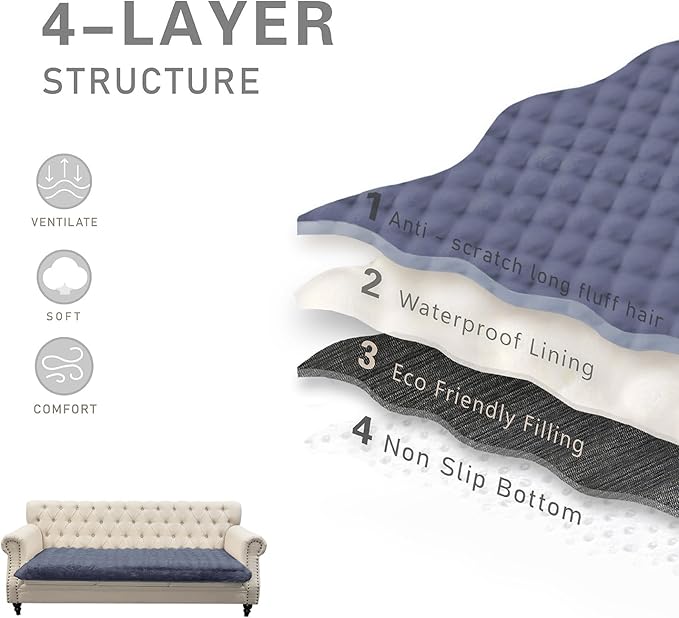 Waterproof Dog Bed Cover, Soft Plush Pet Blanket with Anti-Slip Back for Bed Couch Sofa, Furniture Protector for Small, Medium and Large Dogs and Cats (Noble Grey-Bubble, 30"x80")