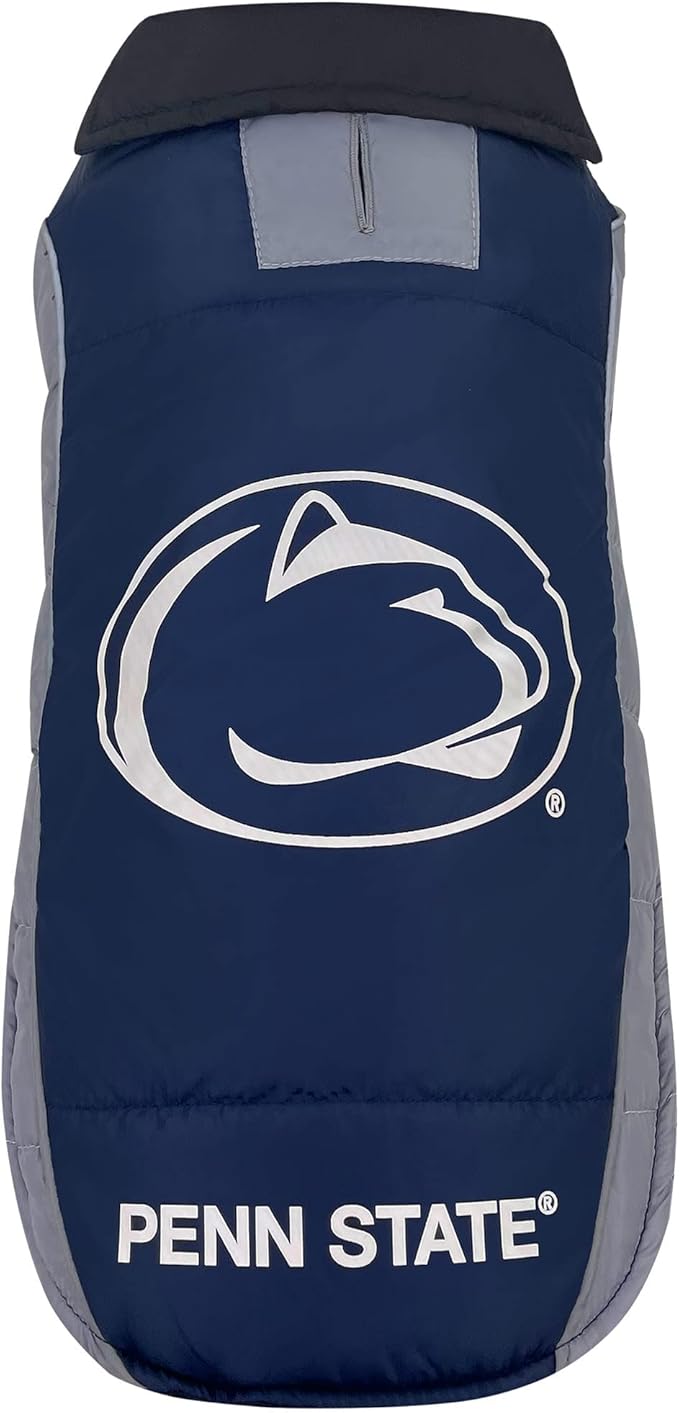 Pets First Collegiate Penn State Nittany Lions Puffer Vest for Dogs & Cats. Size Large. Warm, Cozy, and Waterproof Dog Coat, for Small and Large Dogs/Cats.