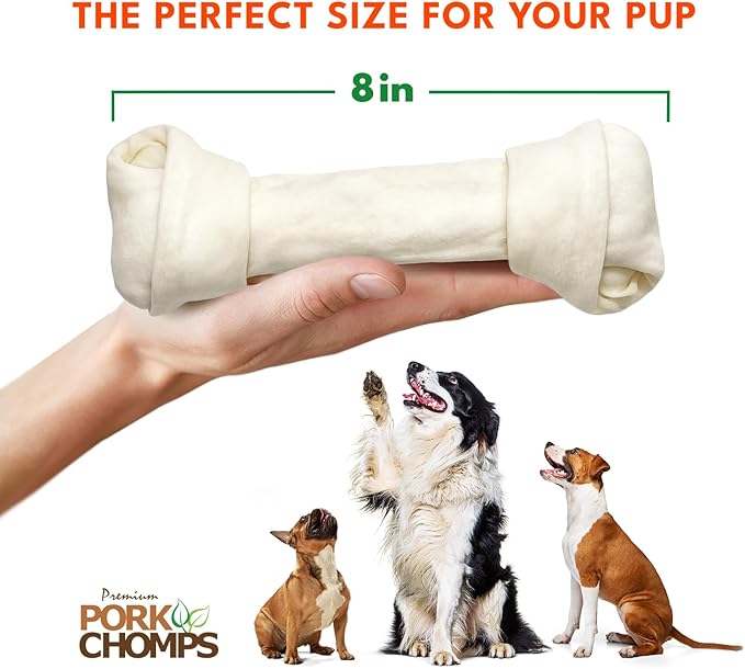 Pork Chomps Baked Pork Skin Dog Chew, 8-inch Knot, 1 Count