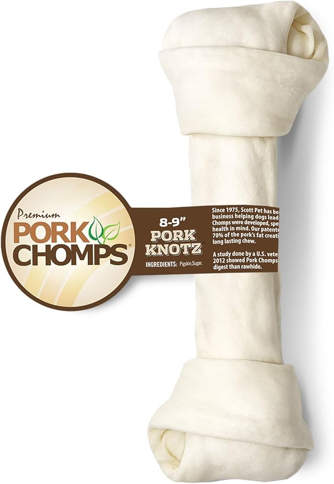 Pork Chomps Baked Pork Skin Dog Chew, 8-inch Knot, 1 Count