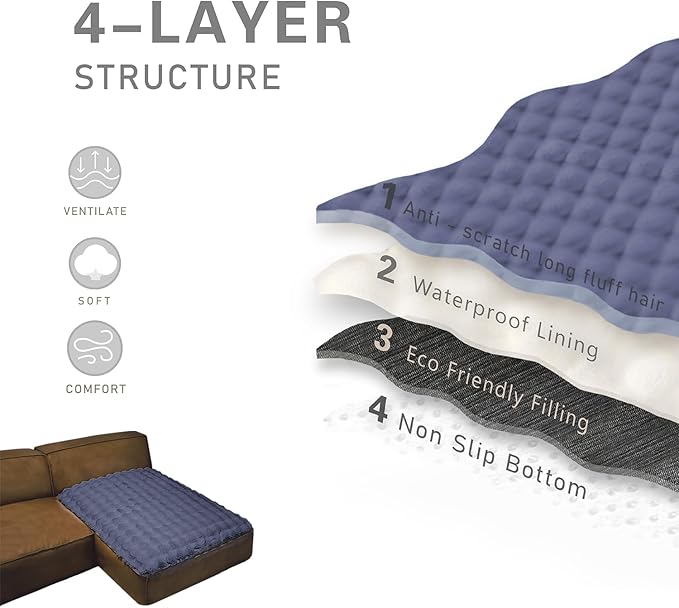 Waterproof Dog Bed Cover, Soft Plush Pet Blanket with Anti-Slip Back for Bed Couch Sofa, Furniture Protector for Small, Medium and Large Dogs and Cats (Noble Grey-Bubble, 40"x50")