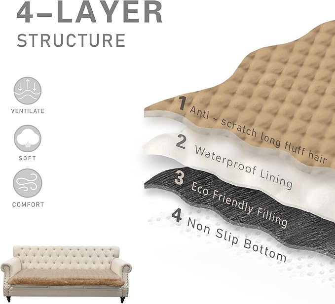 Waterproof Dog Bed Cover, Soft Plush Pet Blanket with Anti-Slip Back for Bed Couch Sofa, Furniture Protector for Small, Medium and Large Dogs and Cats (Lightbrown-Bubble, 30"x53")