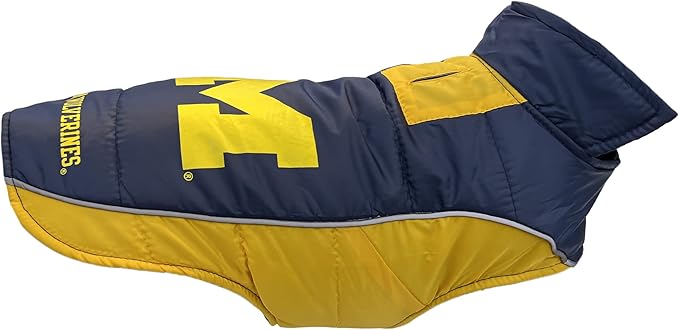 Pets First Collegiate Michigan Wolverines Puffer Vest for Dogs & Cats. Size Large. Warm, Cozy, and Waterproof Dog Coat, for Small and Large Dogs/Cats.