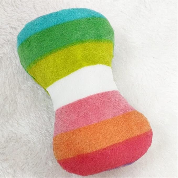 2 Pcs Colourful Dog Plush Vocal Toy Rainbow Dog Bone-Shape Chewing Toy Pet Supplies for Pet Playing Use Adorable Quality and Practical Attractive and Professional Dog Chew Toys,Dogs Toys