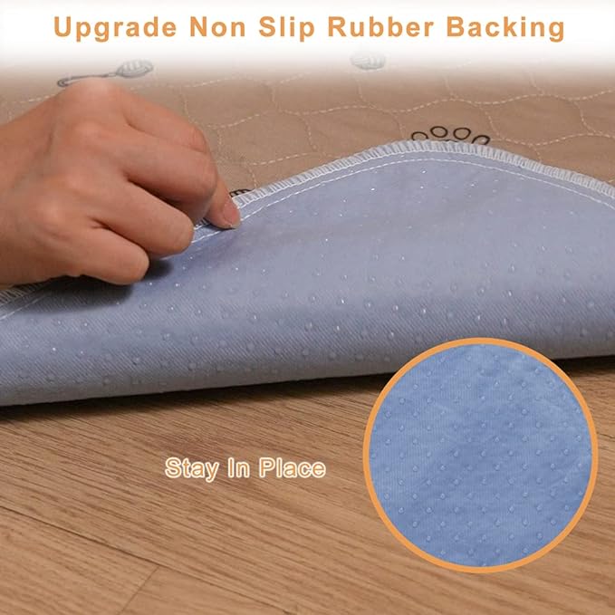 Peepeego 2Pack Pee Pads for Dogs Reusable+Free Dog Comb, Waterproof Rug 36”x48, Absorbent Puppy Pads Washable, Non Slip Protector for Bed Couch Carpet