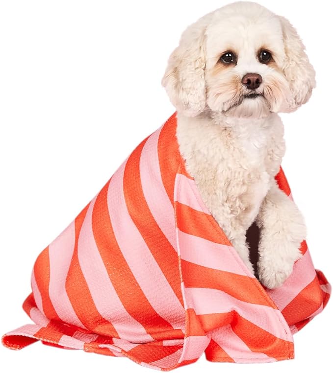 Dock & Bay Pet Towel - Super Absorbent & Quick Drying Dog Towels with Bag - 100% Recycled - Canine Coral, Large (120x70cm, 47x27)