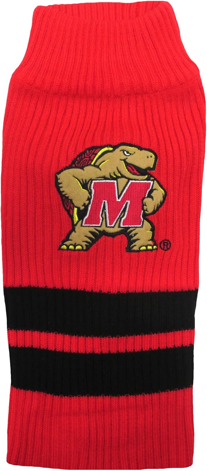 Pets First NCAA Maryland Terrapins Dog Sweater, Size X-Small. Warm & Cozy Knit Pet Sweater with NCAA Team Logo, Best Puppy Sweater for Large & Small Dogs
