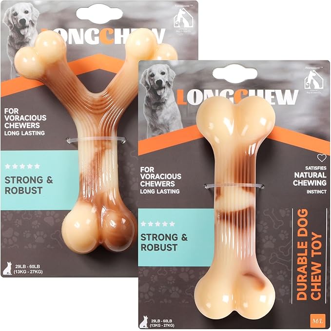 Dog Chew Bones for Aggressive Chewers, 3 Pcs Tough Nylon Chew Toys for Small, Medium and Large Dogs, Interactive Durable Toys for Teeth Cleaning and Anxiety Relief, Ideal for 18 to 60 lbs