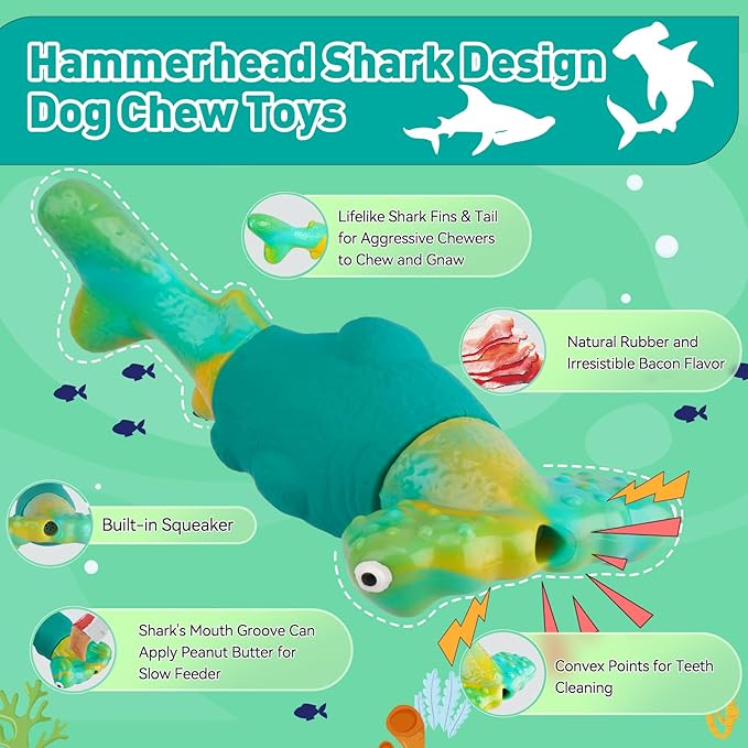 Dog Toys for Aggressive Chewers, Interactive Dog Chew Toys for Large Dogs, Indestructible Squeaky Toys to Keep Them Busy, Tough Toys for Medium/Large Breed (Green)