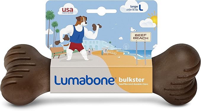 Bulkster Durable Chew Toy for Aggressive Chewers, Real Beef, Made in USA, Large