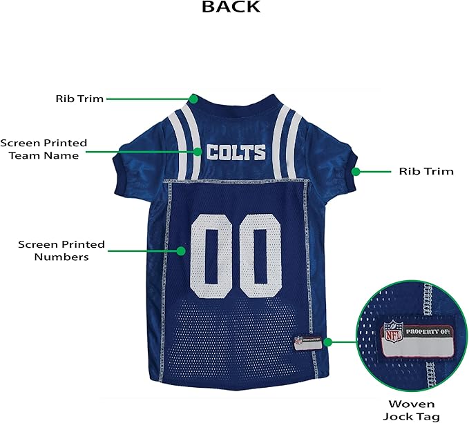 Pets First NFL Indianapolis Colts Dog Jersey, Size Large - Best Football Costume for Dogs & Cats - Licensed Shirt