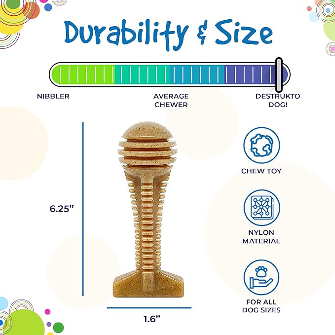 SodaPup Honey Bone Dental Tower – Durable Dog Chew Toy Made in USA from Non-Toxic, Pet Safe, Food Safe Nylon Material for Mental Stimulation, Clean Teeth, Fresh Breath, Problem Chewing, & More