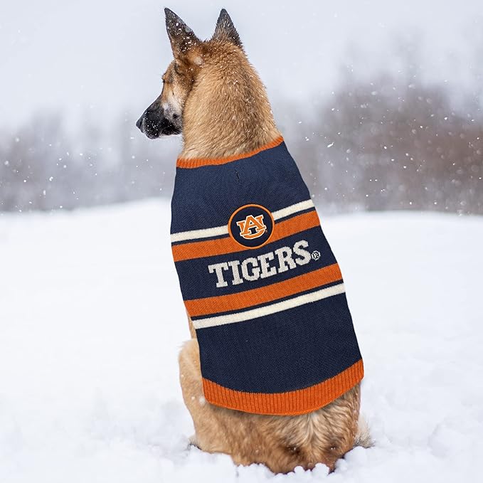 Pets First NCAA Auburn Tigers Dog Sweater, Size Small. Warm and Cozy Knit Pet Sweater with NCAA Team Logo, Best Puppy Sweater for Large and Small Dogs, Team Color (AU-4179-SM)