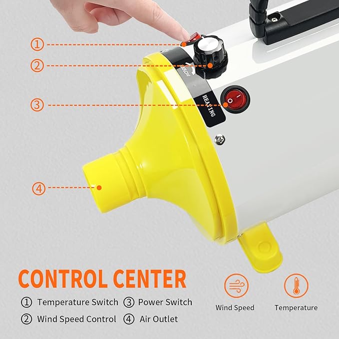 High Velocity Professional Dog Grooming Dryer,Adjustable Temperature and Speed Hair Dryer for Pets with 4 Nozzles