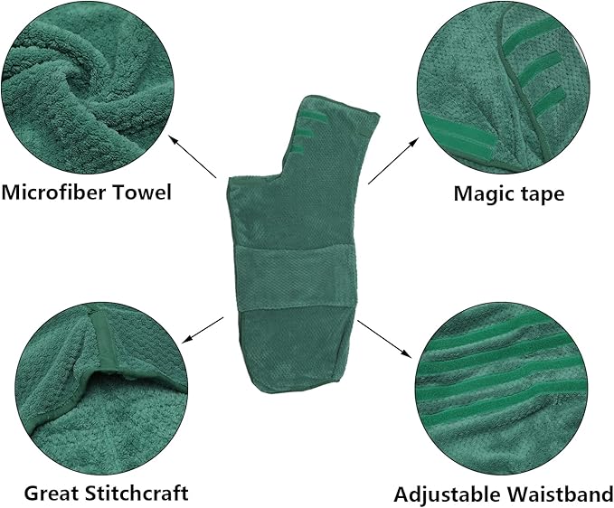 Geyecete Pineapple Grid Fast Drying Super Absorbent Dog Cat Bath Robe Towel - Green, XL