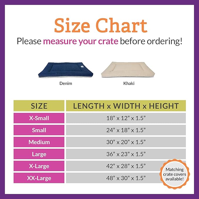 Pet Dreams Dog Crate Pad - Washable Kennel Mat, Crate Pads for Dog Cages, Non-Toxic, Flat Indoor Cat Bed, Fits iCrate 18, 24, 30, 36, 42, 48 Inches (Khaki, XX Large, 48")