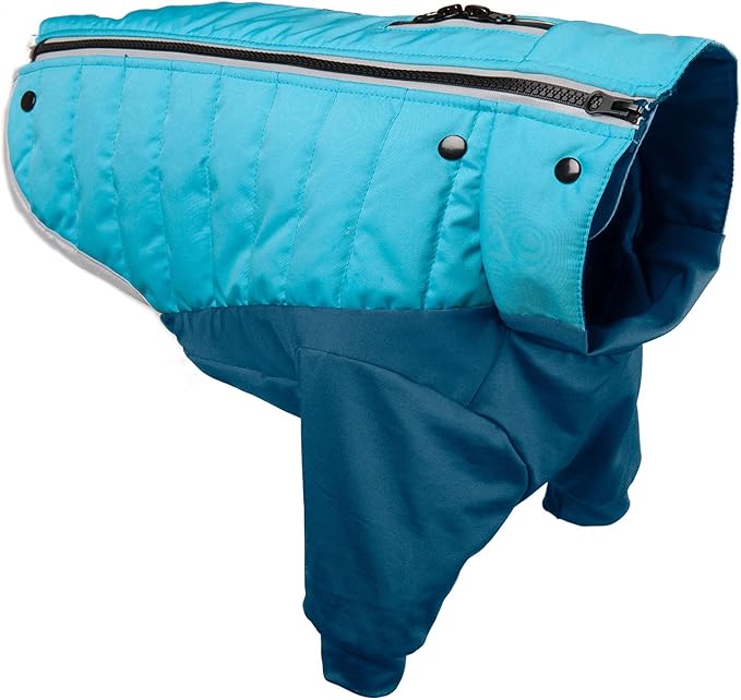 Furhaven Water-Repellent XS Dog Coat, Washable w/ Leash Access & Stretch Fabric - Pro-Fit Active Jacket - Aquamarine, Extra Small