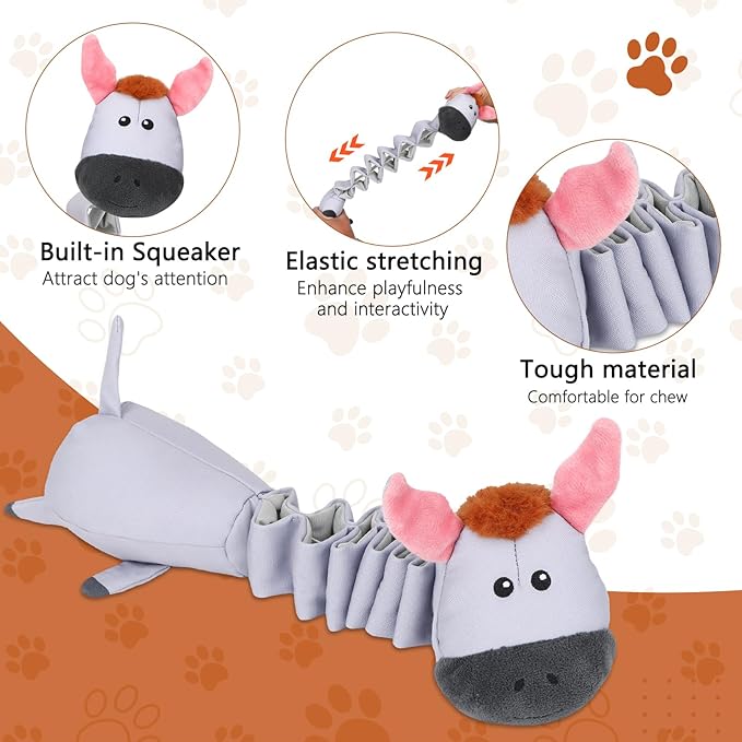 Squeaky Plush Dog Toys for Puppy Toys, Interactive Tug of War Dog Pull Toys, Stuffed Dog Pet Toys for Teething Puppy, Indoor and Outdoor Play for Small Medium Dogs and Large Dogs