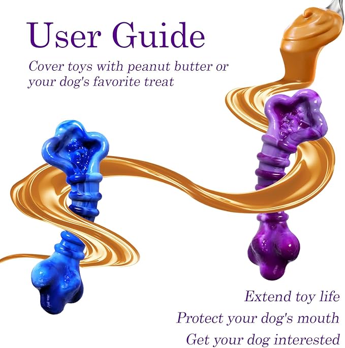 Indestructible Dog Toys for Aggressive Chewers Large Breed, 2 Pack Heavy Duty Nylon Chew-Proof Toys, Durable Tough Large Dog Bones to Keep Them Busy, Tough Dog Toys for Aggressive Chewers
