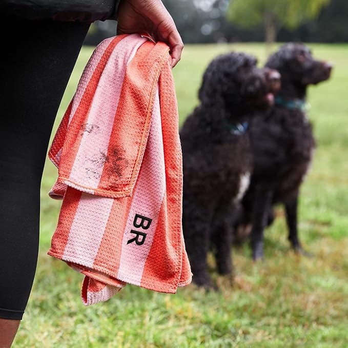 Dock & Bay Customized Pet Towel - Super Absorbent & Quick Drying Dog Towels with Bag - 100% Recycled - Canine Coral - Large