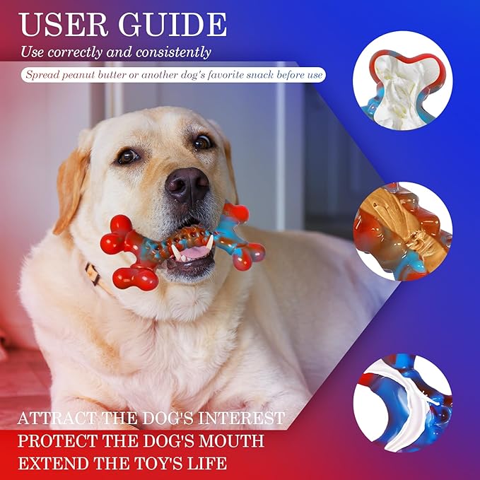 Tough Dog Toys for Aggressive Chewers, Indestructible Dog Chewers for Medium Large Breeds, Dogs Chew Toys Bone, Dogs Toys to Keep Them Busy, Boredom Toy for Large Breed, Bacon Flavor