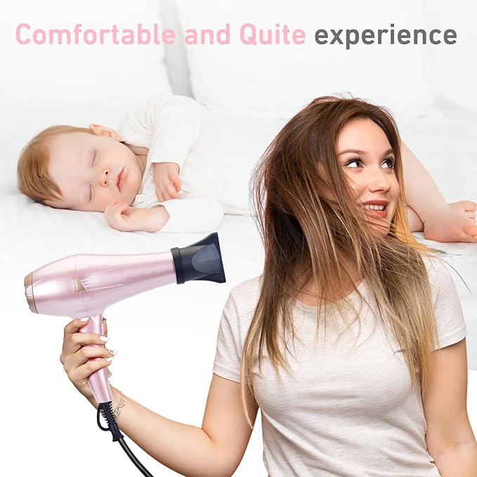 CONFU Hair Dryer, Professional Ionic Salon Blow Dryer with Diffuser for Women and Men, 5X Fast Drying, Powerful and Quiet Hair Blow Dryer for Fast & Easy Styling (1875 Watts)
