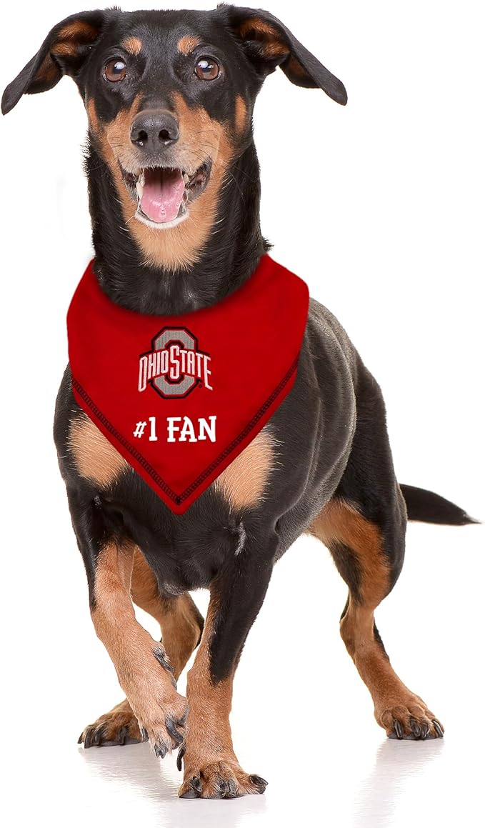 Pets First NCAA Ohio State Buckeyes Personalized Tie Bandana for Dogs & Cats, Size Large/X-Large. Custom Dog Bandana Scarf Bib for Pet Cat Dog. The Ultimate Game-Day & Party Customizable Bandana