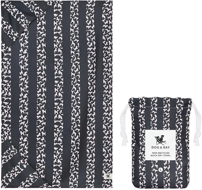 Dock & Bay Pet Towel - Super Absorbent & Quick Drying Dog Towels with Bag - 100% Recycled - Walkies in The Park, Medium (90x50cm, 35x19)