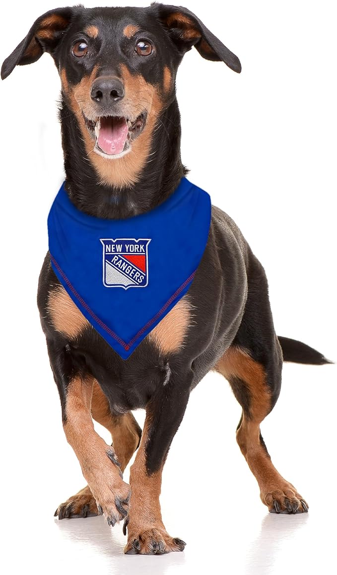 Pets First NHL New York Rangers TIE Bandana, Size Small/Medium. Dog Bandana Scarf Bib for Pet Cat Dog. The Ultimate Game-Day, Party Bandana