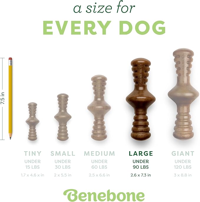 Benebone Zaggler Rolling Dog Chew Toy for Aggressive Chewers, Real Peanut, Made in USA, Large