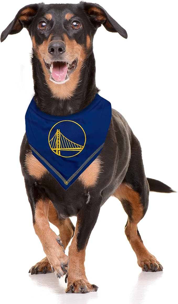 Pets First NBA Golden State Warriors TIE Bandana, Size Large/X-Large. Dog Bandana Scarf Bib for Pet Cat Dog. The Ultimate Game-Day, Party Bandana
