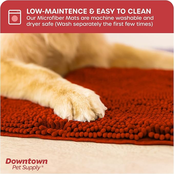 My Doggy Place Microfiber Dog Mat for Muddy Paws, 31" x 20" Red - Absorbent and Quick-Drying Dog Paw Cleaning Mat, Washer and Dryer Safe - Non-Slip Rubber Backed Dog Floor Mat, Medium
