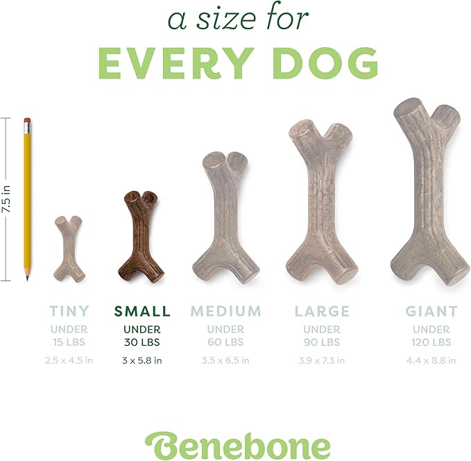 Benebone Maplestick Durable Dog Chew Toy for Aggressive Chewers, Real Maplewood, Made in USA, Small