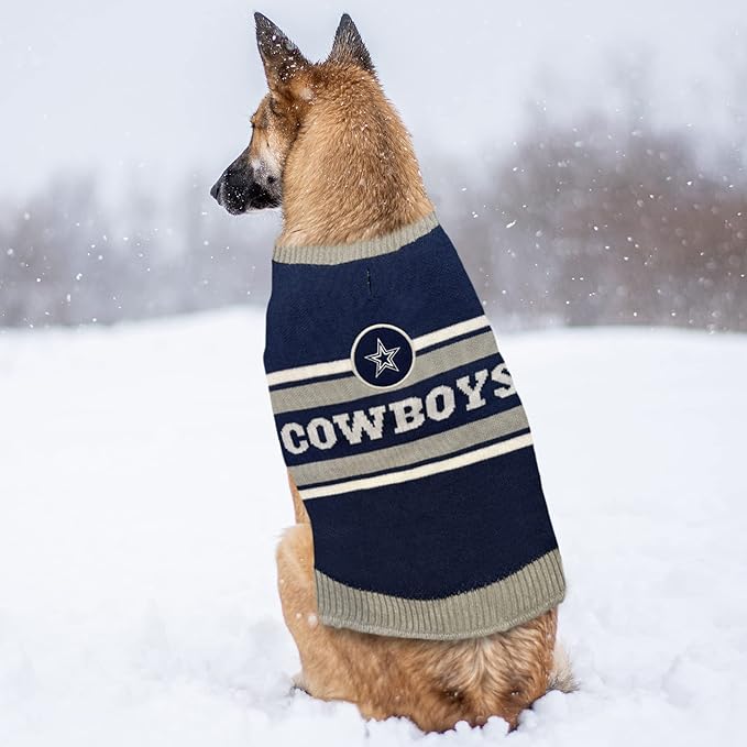 Pets First NFL Dallas Cowboys Dog Sweater, Size Small. Warm and Cozy Knit Pet Sweater with NFL Team Logo, Best Puppy Sweater for Large and Small Dogs, Team Color (DAL-4179-SM)
