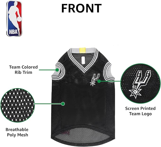 NBA SAN ANTONIO SPURS DOG Jersey, X-Large - Tank Top Basketball Pet Jersey