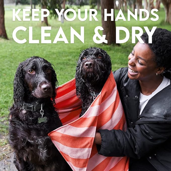 Dock & Bay Customized Pet Towel - Super Absorbent & Quick Drying Dog Towels with Bag - 100% Recycled - Canine Coral - Large
