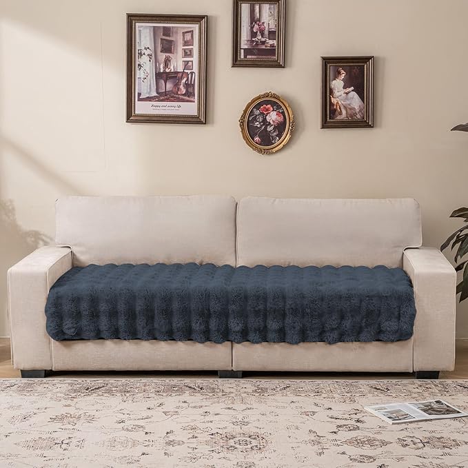Waterproof Dog Bed Cover, Soft Plush Pet Blanket with Anti-Slip Back for Bed Couch Sofa, Furniture Protector for Small, Medium and Large Dogs and Cats (Noble Grey-Bubble, 30"x80")