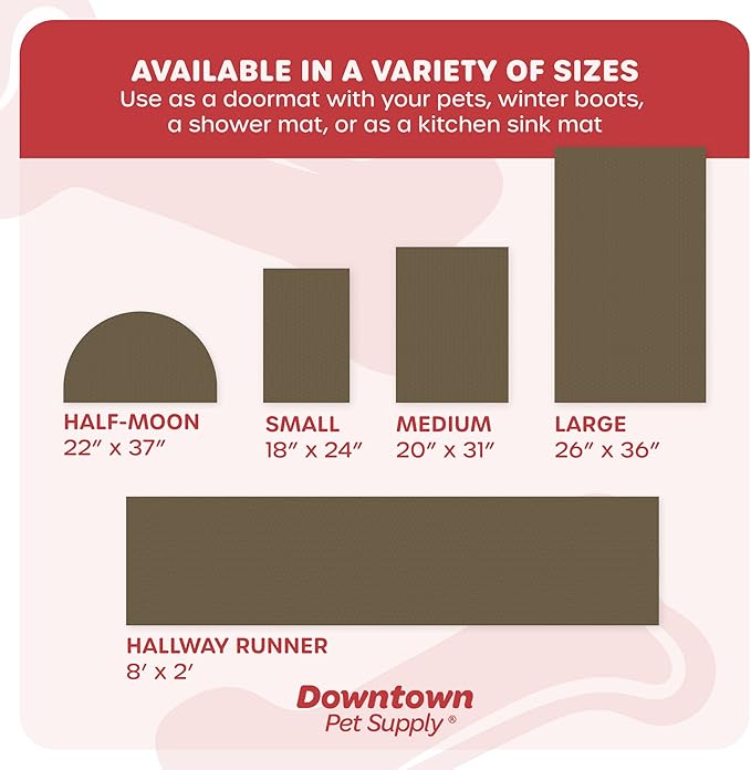 My Doggy Place Microfiber Dog Mat for Muddy Paws, 60" x 36" Brown with Paw Print - Non-Slip, Absorbent and Quick-Drying Dog Paw Cleaning Mat, Washer and Dryer Safe - X-Large/Runner