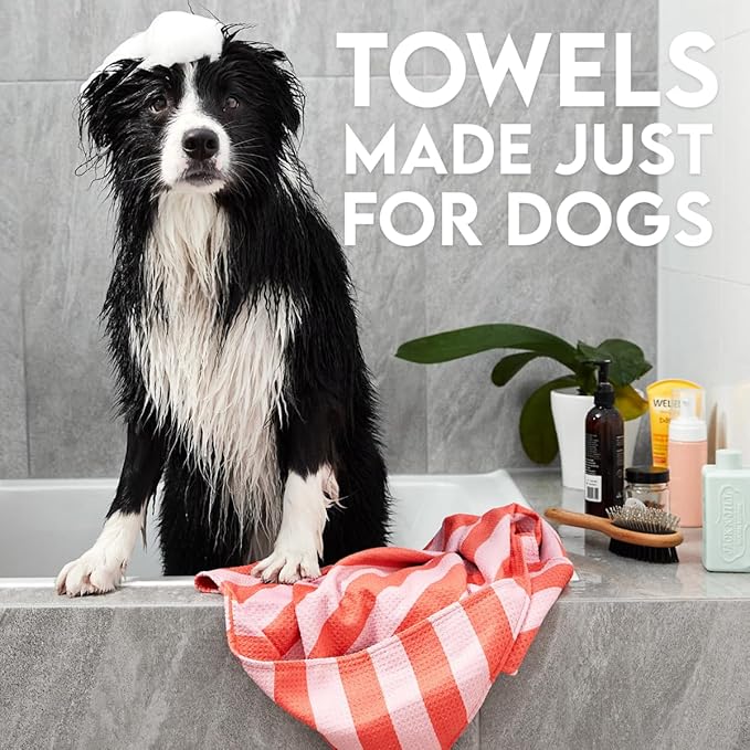 Dock & Bay Pet Towel - Super Absorbent & Quick Drying Dog Towels with Bag - 100% Recycled - Pups with Pride, Large (120x70cm, 47x27)