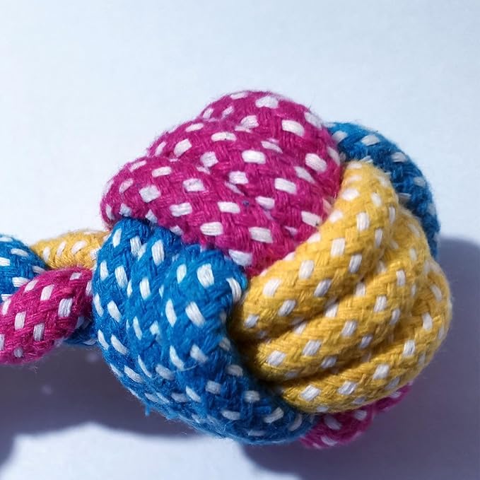 Dog Teething and Cat Chew Toys - Braided Rabbit Rope Toys, Safe for Puppies and Kittens - Dumbbell Shape