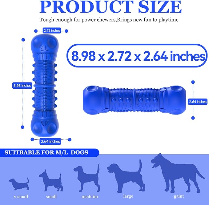 Dog Squeaky Toys for Aggressive Chewers, Durable Chew Toys for Large Medium Breed Dog, Dog Toys, Tough Durable Dogs Toys with Natural Rubber