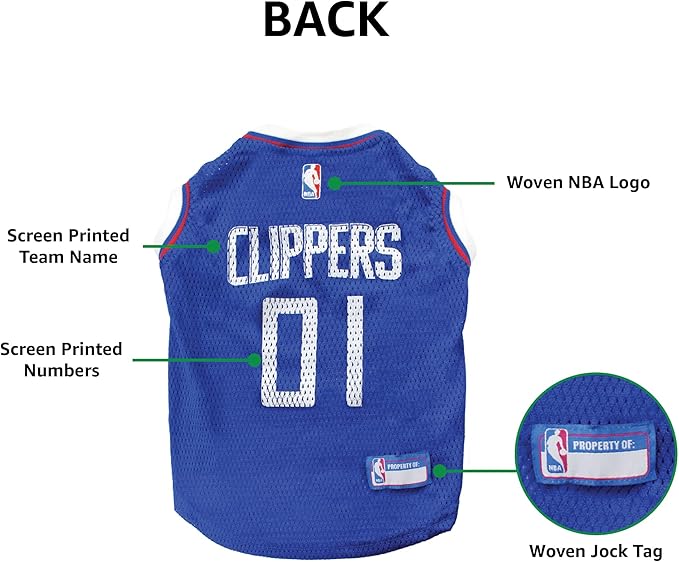Pets First NBA LOS ANGELES CLIPPERS DOG Jersey, Small - Tank Top Basketball Pet Jersey
